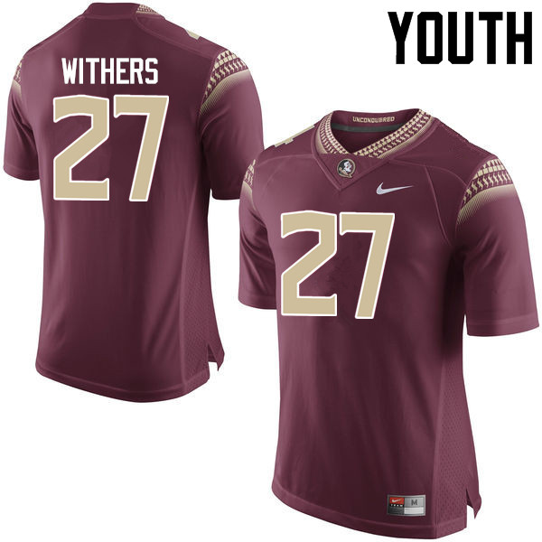 Youth #27 Tyriq Withers Florida State Seminoles College Football Jerseys-Garnet - Click Image to Close